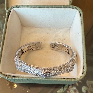Never Worn Judith Ripka Silver Textured Bracelet with heart design.